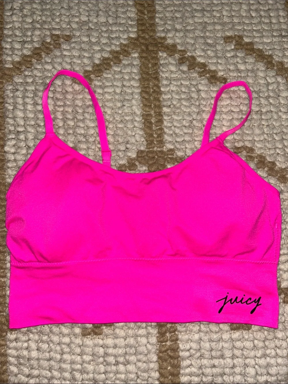 Juicy Couture Neon Pink Sports Bralette, Size Large - Picture 1 of 3